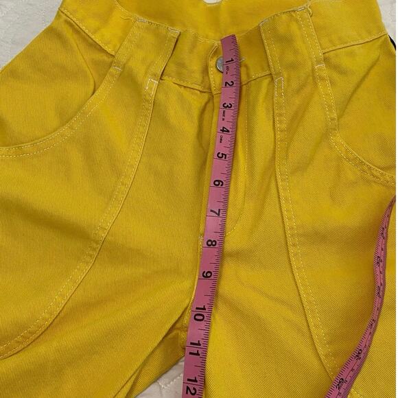 Unif High Rise Flare Leg Cuffed Yellow Pants Women’s Size 26 - Picture 6 of 12